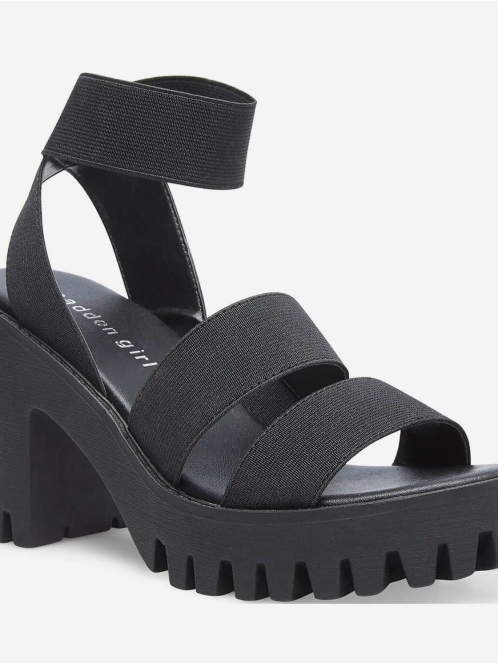 Women’s Black Elastic-Strap Platform Sandal